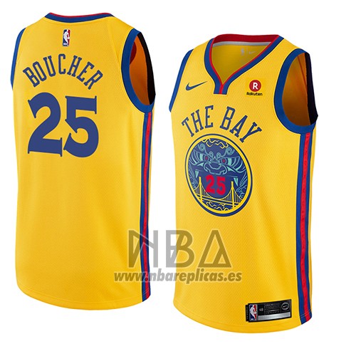 Camiseta Golden State Warriors Chris Boucher NO 25 Ciudad 2018 Amarillo